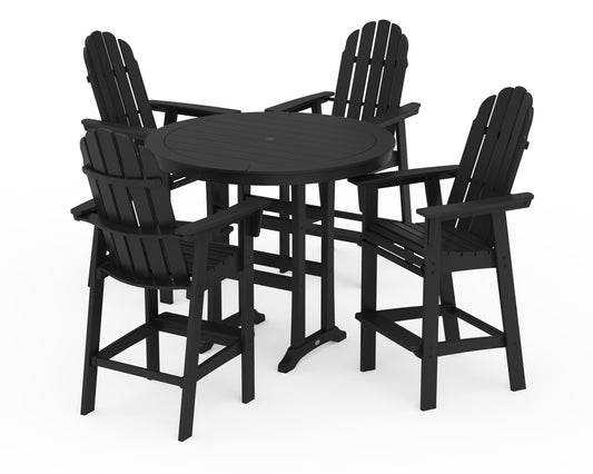 Vineyard Curveback Adirondack 5-Piece Nautical Trestle Bar Set