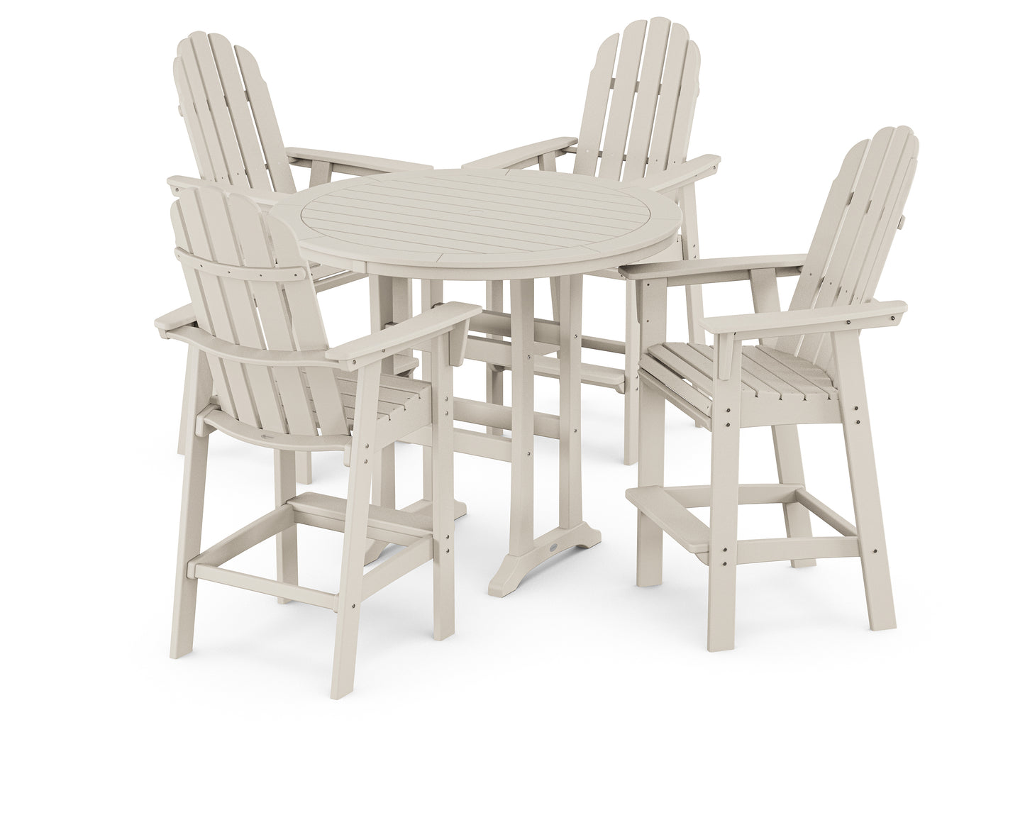 Vineyard Curveback Adirondack 5-Piece Nautical Trestle Bar Set