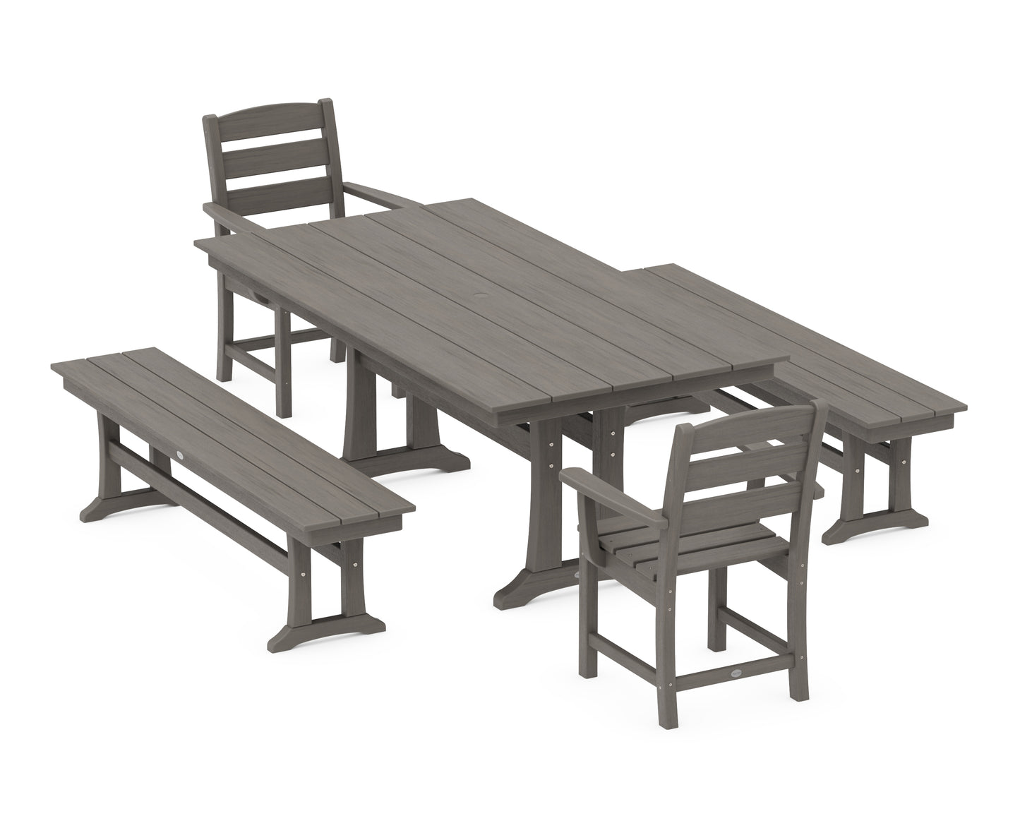 Lakeside 5-Piece Farmhouse Dining Set With Trestle Legs