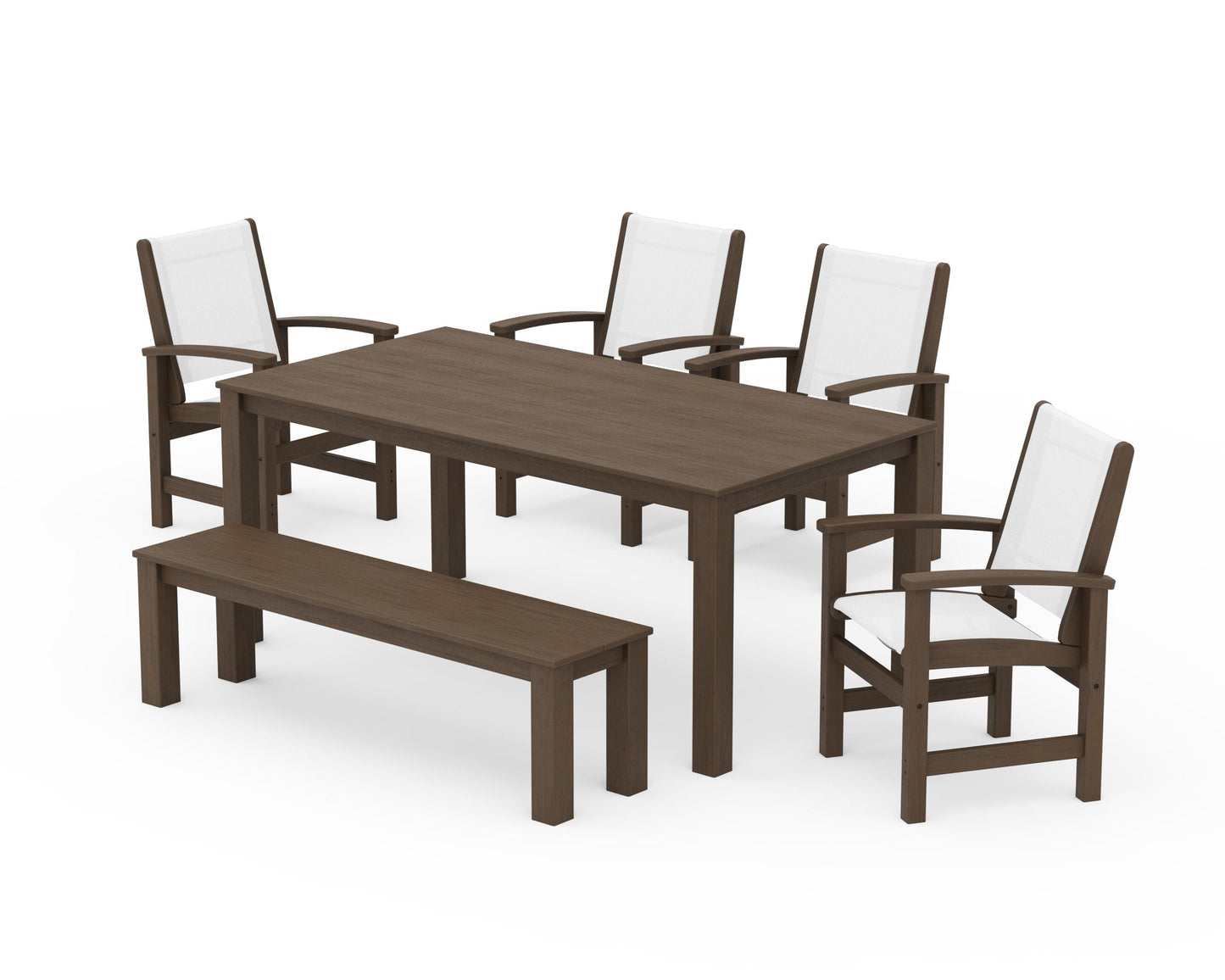 Coastal 6-Piece Parsons Dining Set with Bench