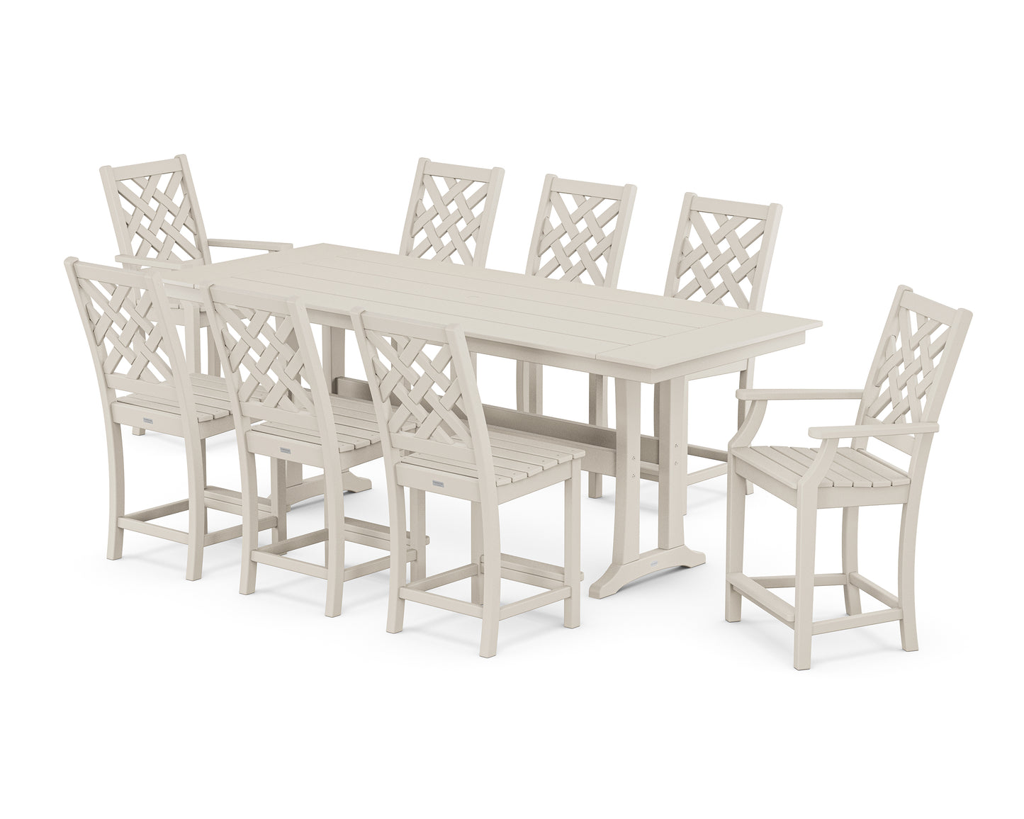 Wovendale 9-Piece Farmhouse Counter Set with Trestle Legs