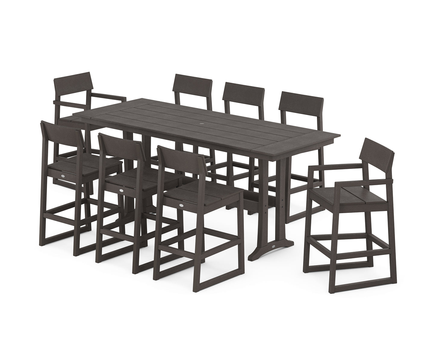 EDGE 9-Piece Farmhouse Bar Set with Trestle Legs
