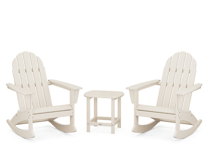 Vineyard 3-Piece Adirondack Rocking Chair Set with South Beach 18" Side Table