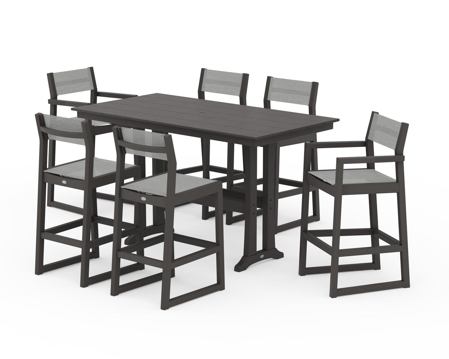 EDGE Sling 7-Piece Farmhouse Bar Set with Trestle Legs