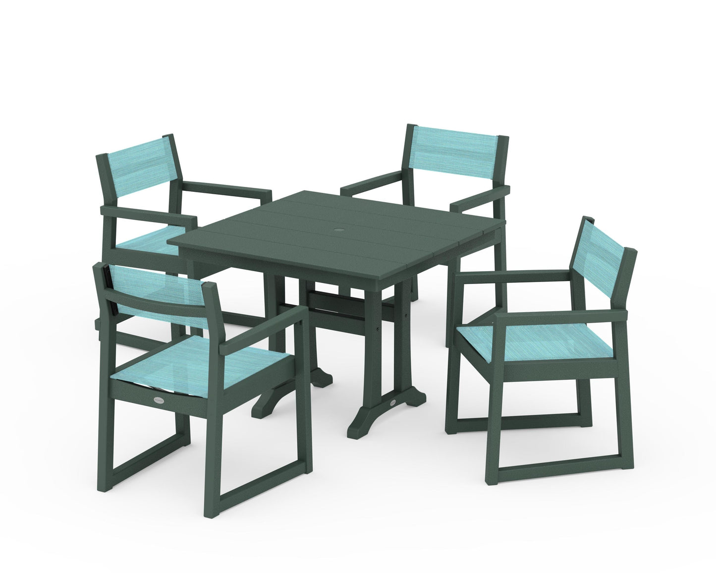 EDGE Sling 5-Piece Farmhouse Dining Set with Trestle Legs