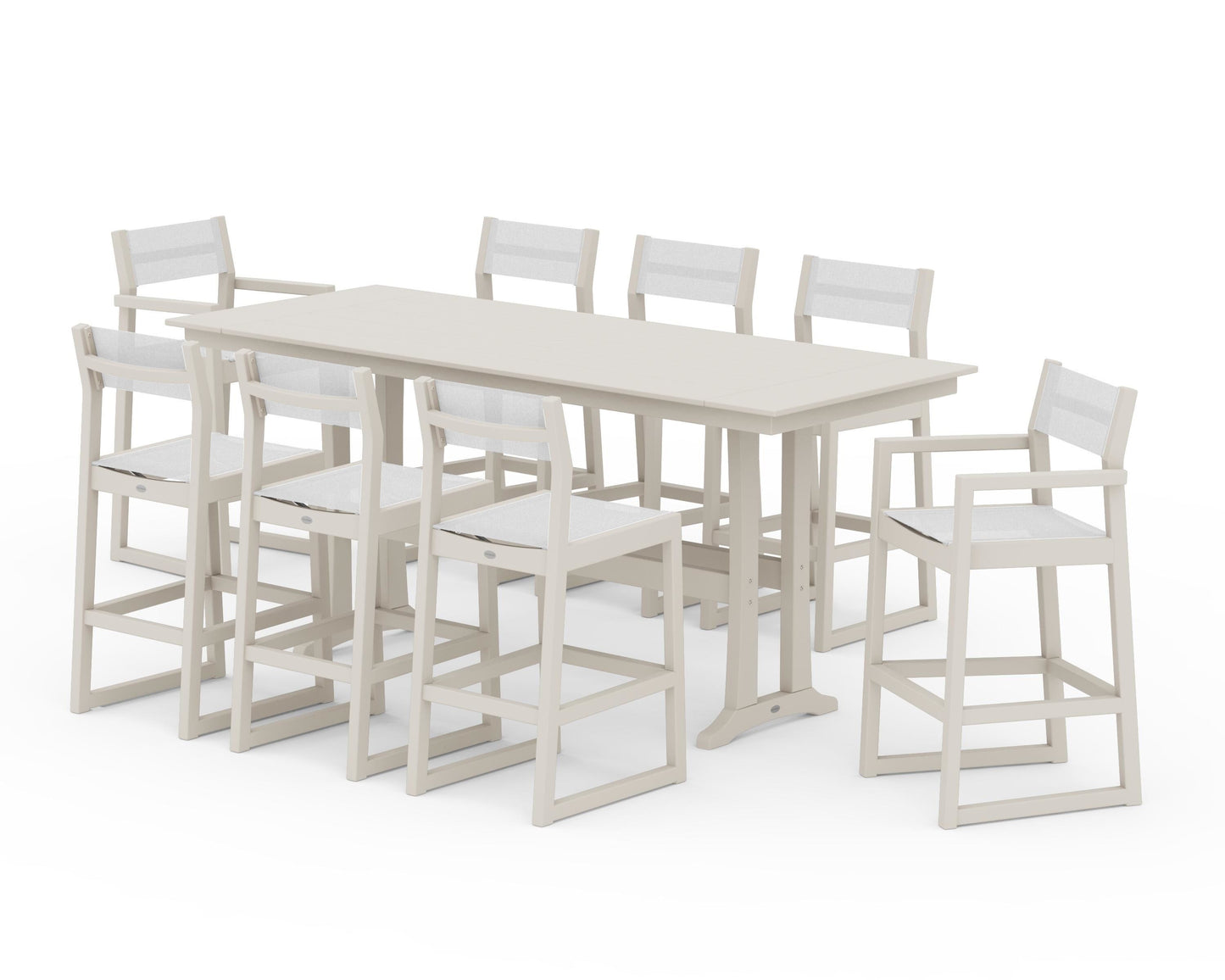 EDGE Sling 9-Piece Farmhouse Bar Set with Trestle Legs