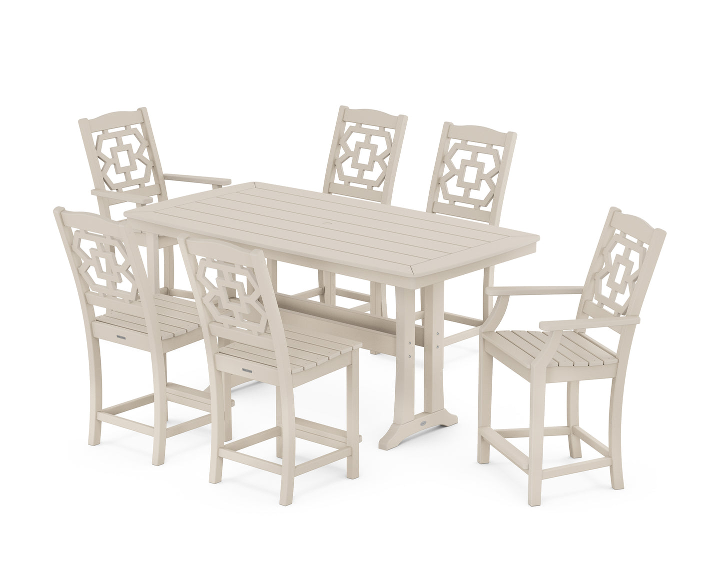 Chinoiserie 7-Piece Counter Set with Trestle Legs