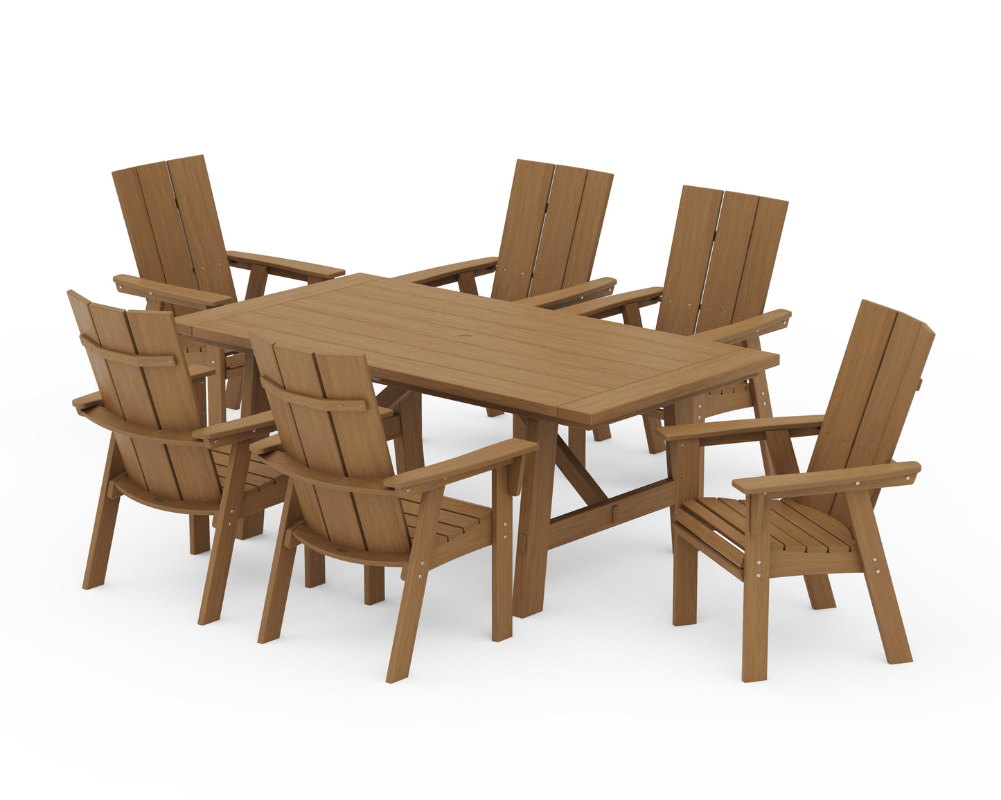 Modern Curveback Adirondack 7-Piece Rustic Farmhouse Dining Set