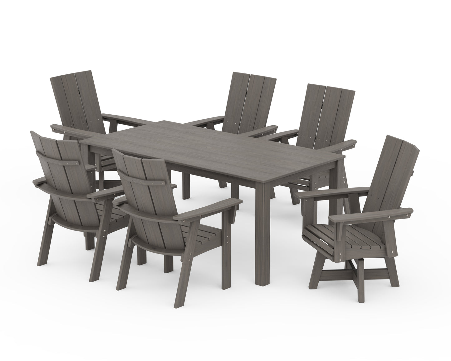 Modern Curveback Adirondack 7-Piece Parsons Swivel Dining Set