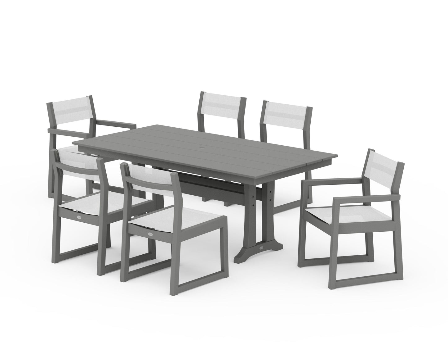 EDGE Sling 7-Piece Farmhouse Trestle Dining Set