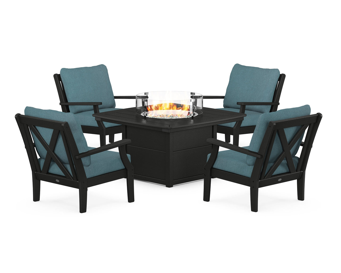 Braxton 5-Piece Deep Seating Conversation Set with Fire Pit Table
