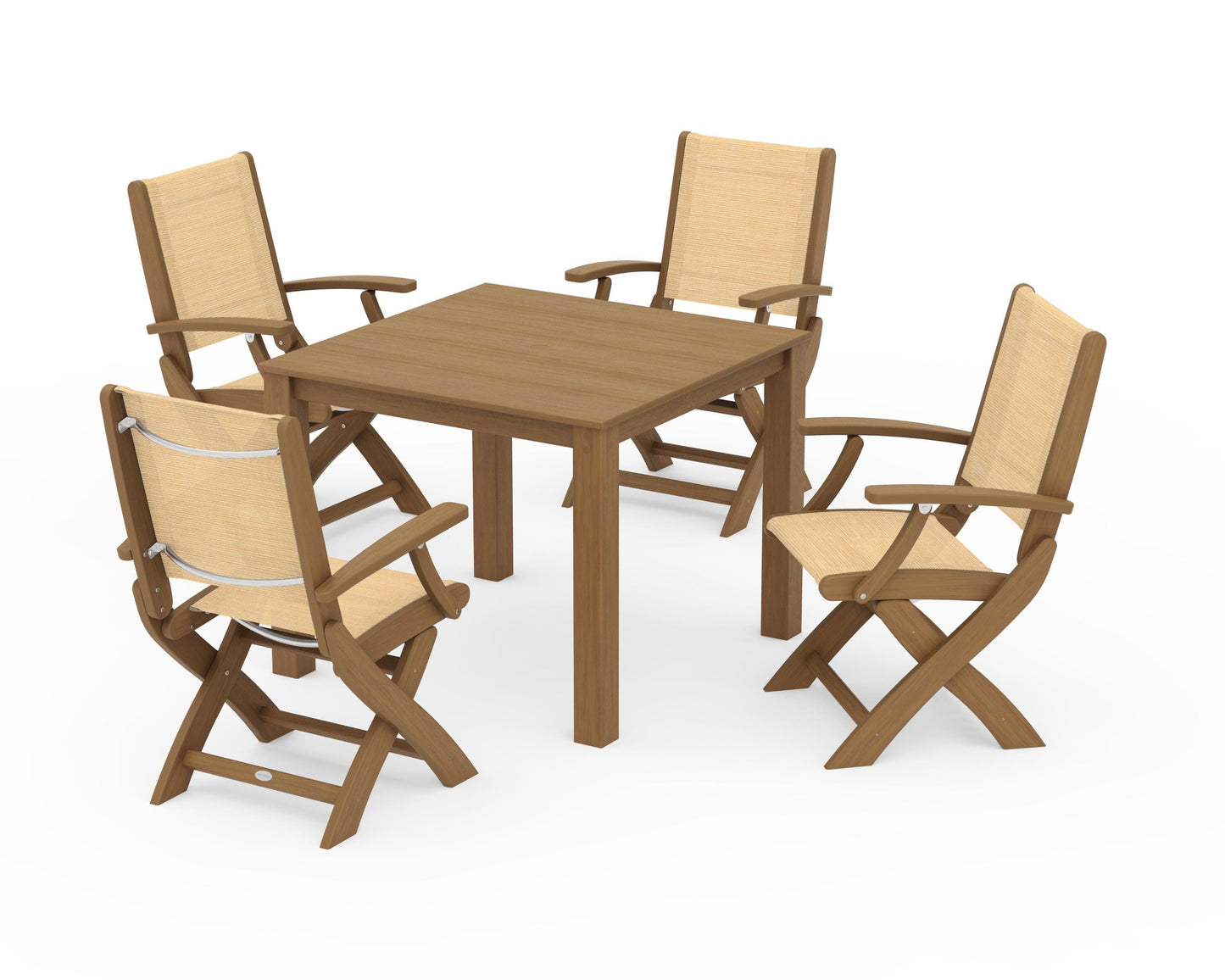 Coastal Folding Chair 5-Piece Parsons Dining Set