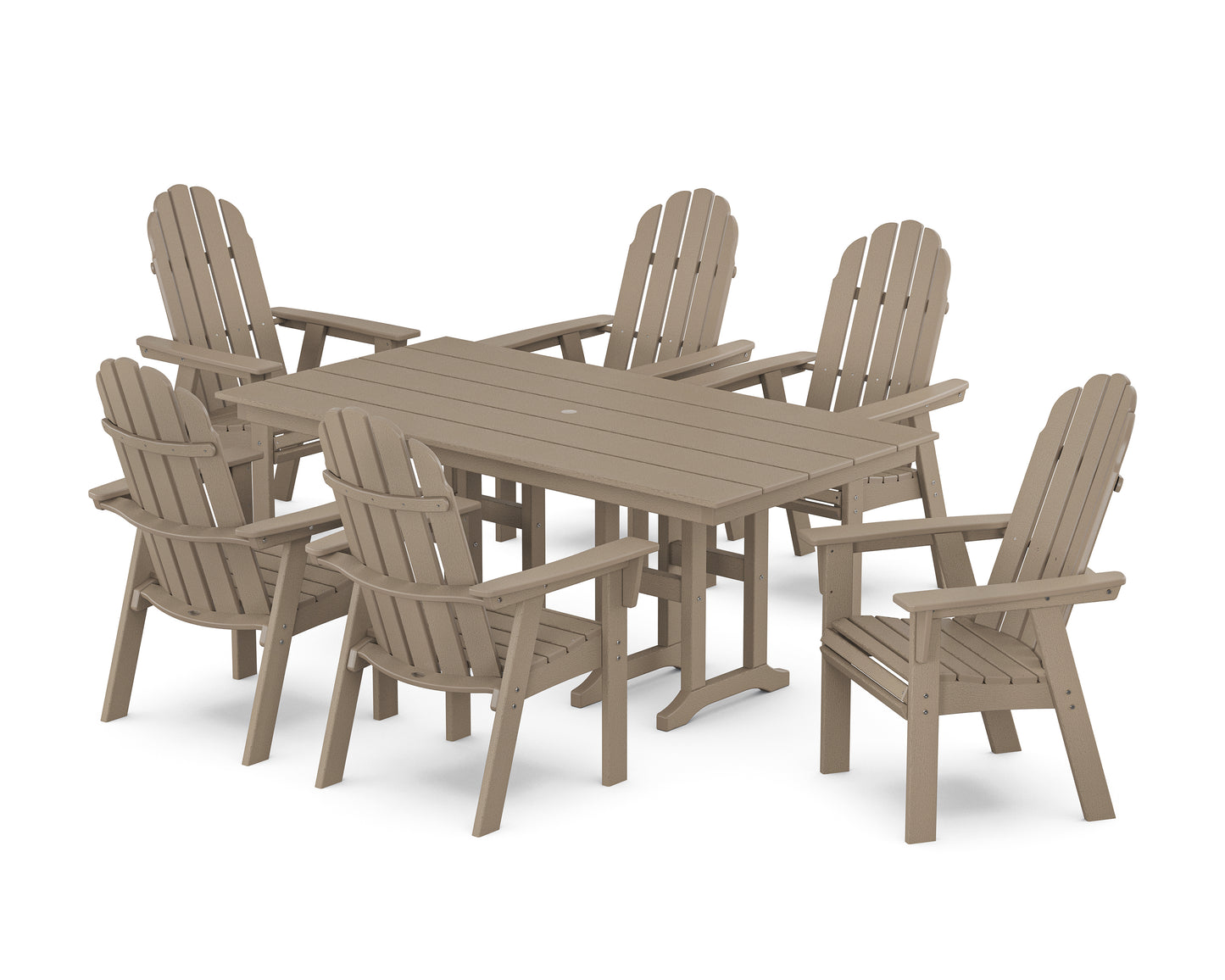 Vineyard Curveback Adirondack Chair 7-Piece Farmhouse Dining Set
