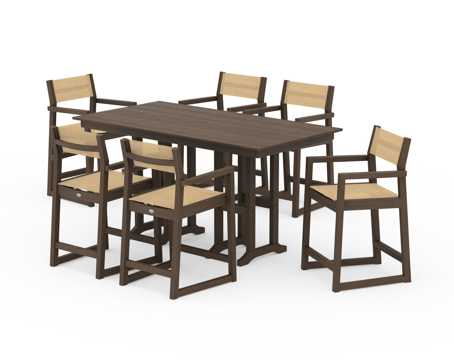 EDGE Sling Arm Chair 7-Piece Farmhouse Counter Set