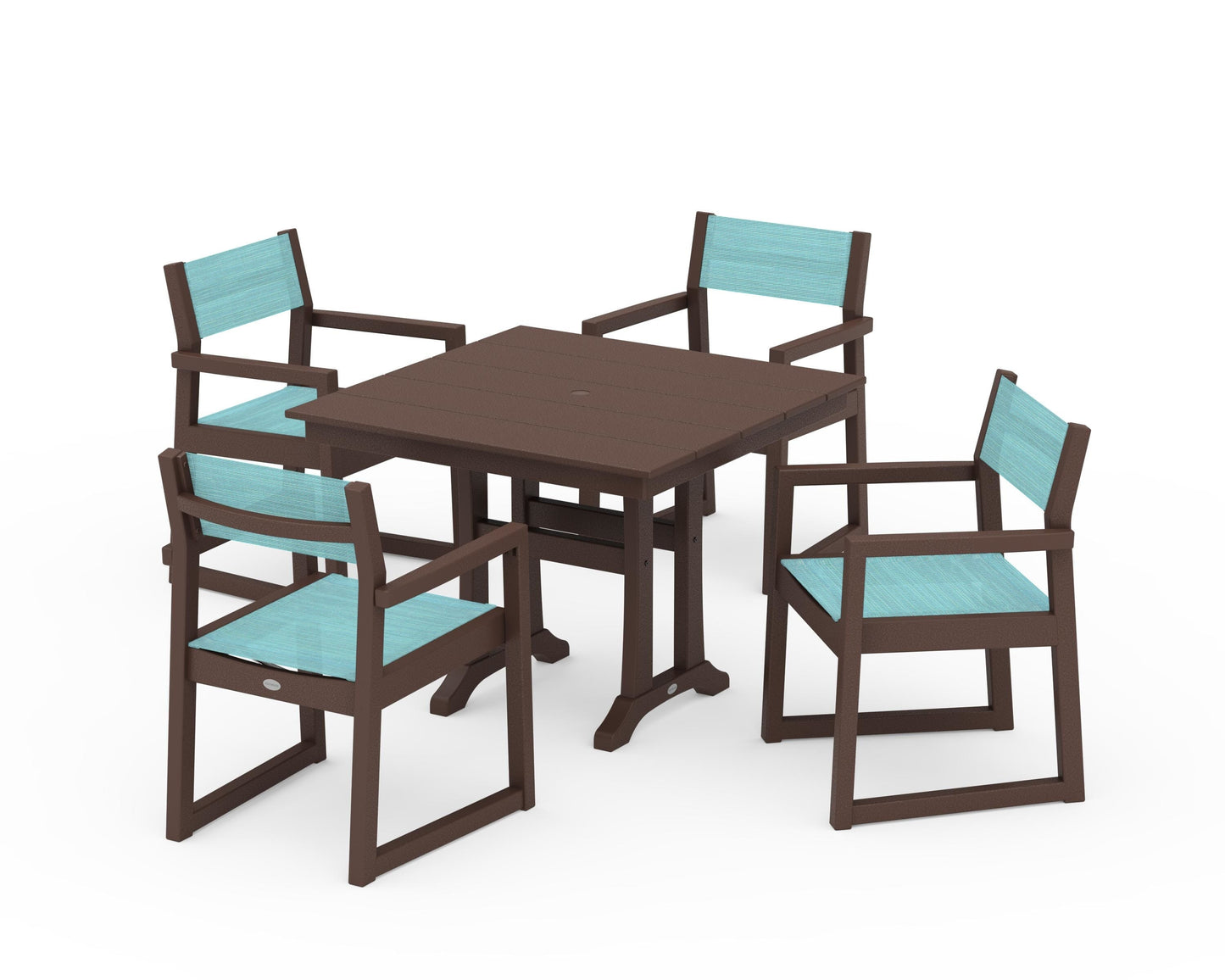 EDGE Sling 5-Piece Farmhouse Dining Set with Trestle Legs