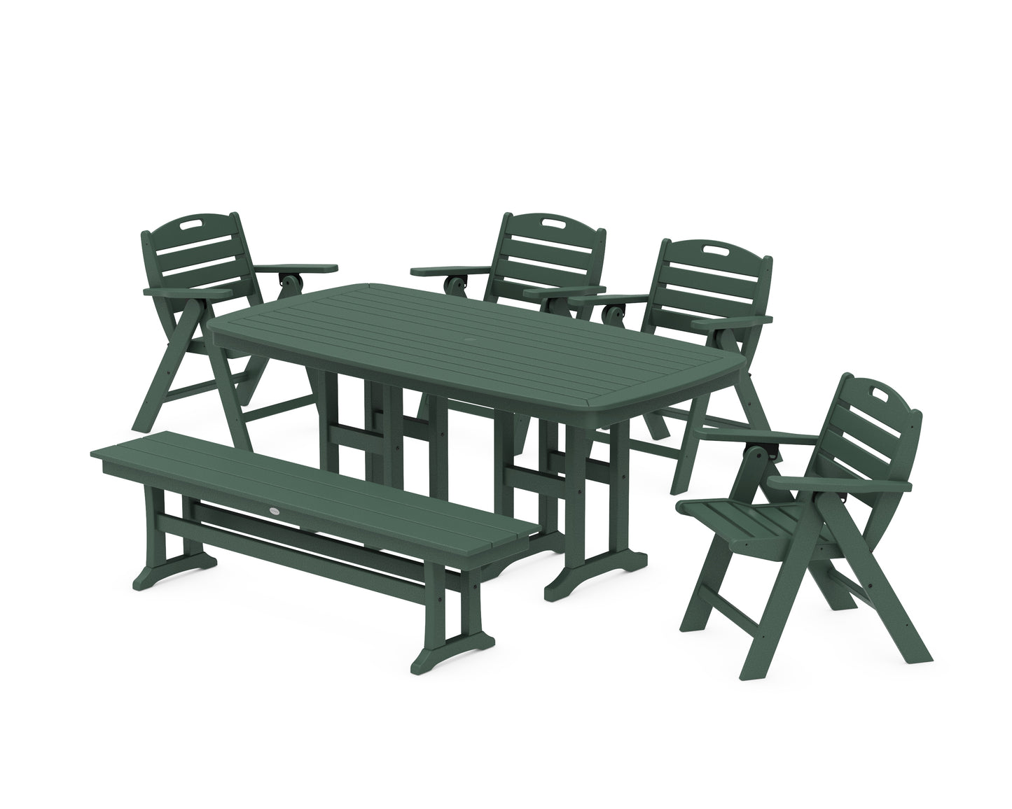 Nautical Lowback 6-Piece Dining Set with Bench