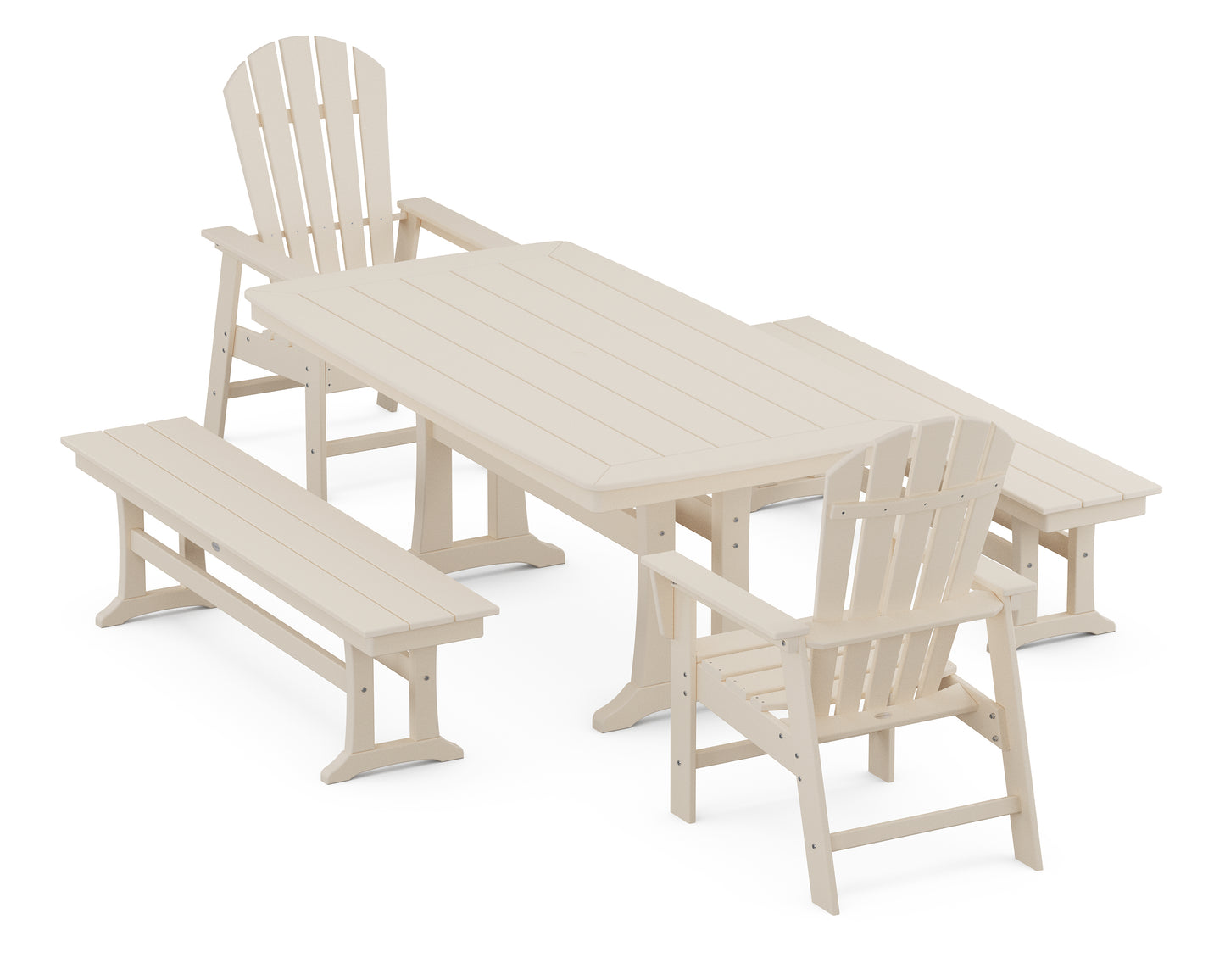 South Beach 5-Piece Dining Set with Trestle Legs