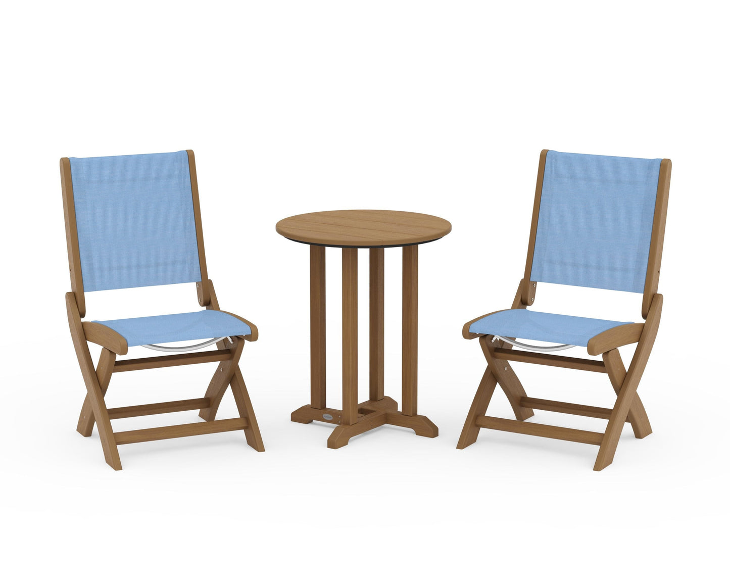 Coastal Folding Side Chair 3-Piece Round Bistro Dining Set