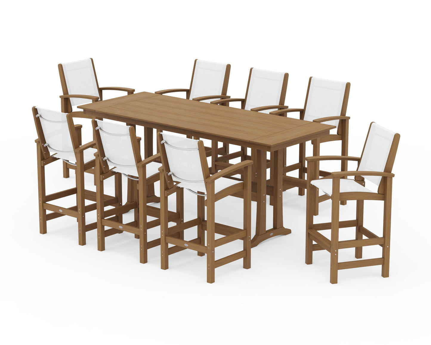 Coastal 9-Piece Farmhouse Bar Set with Trestle Legs