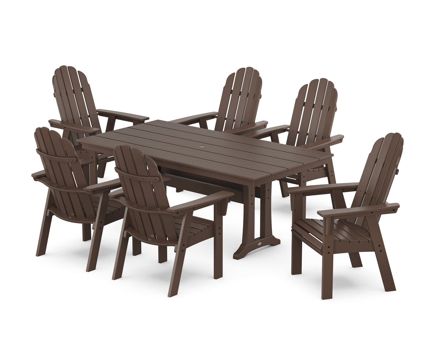 Vineyard Curveback Adirondack Chair 7-Piece Farmhouse Dining Set with Trestle Legs