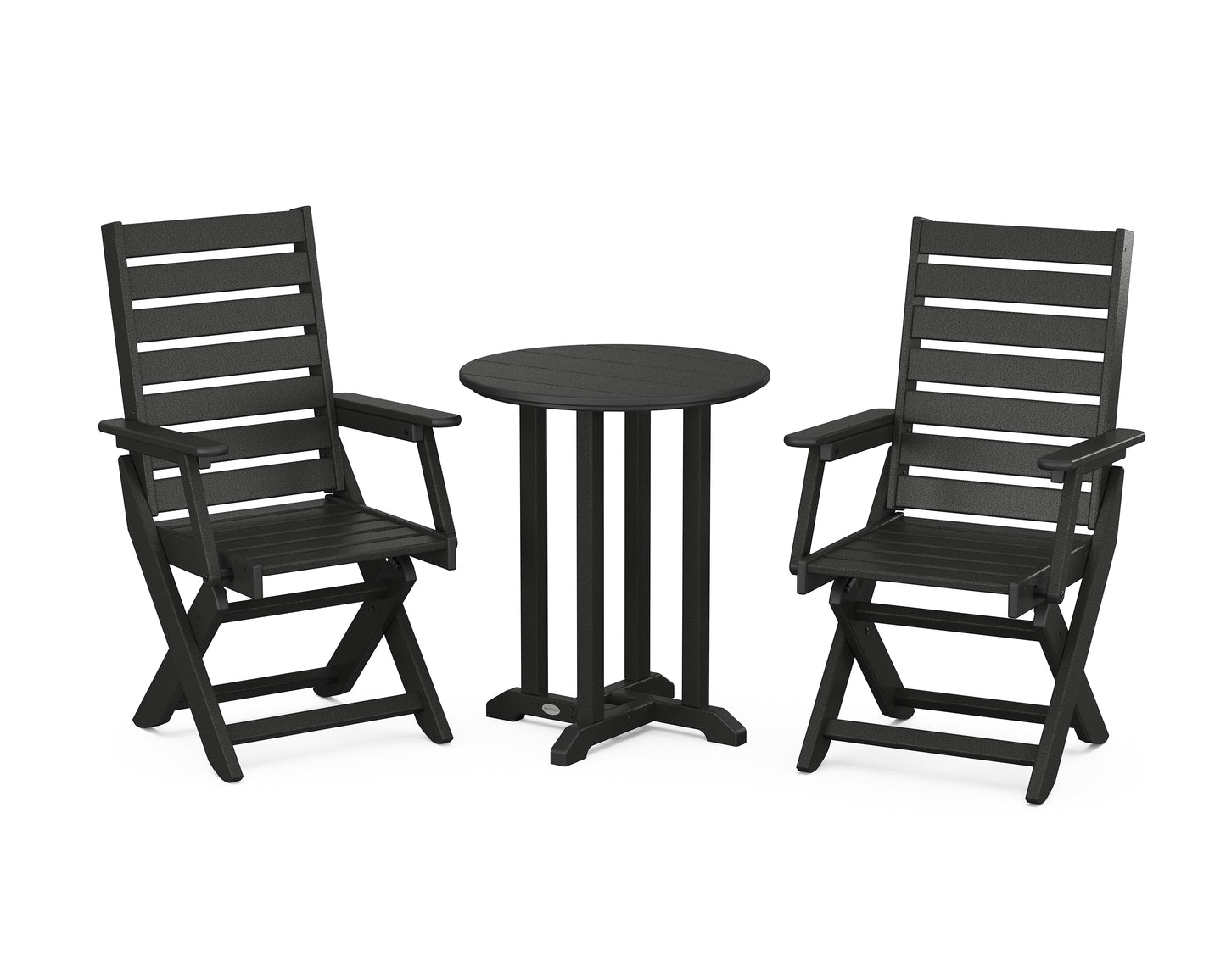 Captain Folding Chair 3-Piece Round Bistro Dining Set