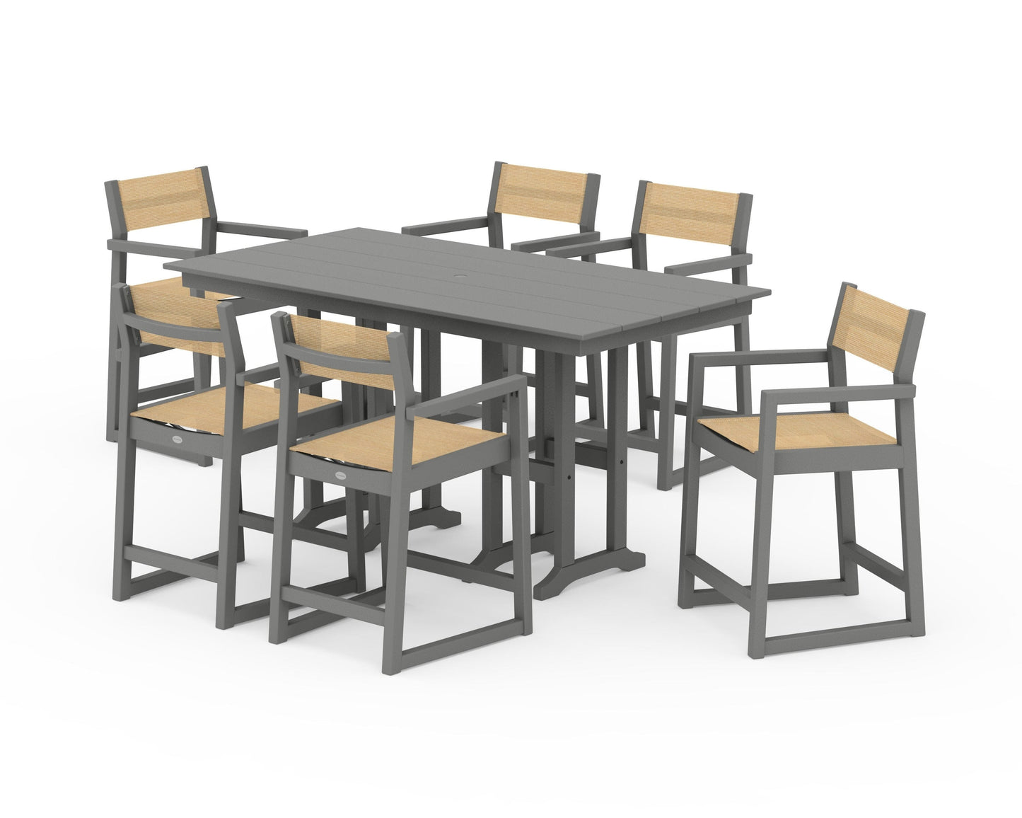 EDGE Sling Arm Chair 7-Piece Farmhouse Counter Set