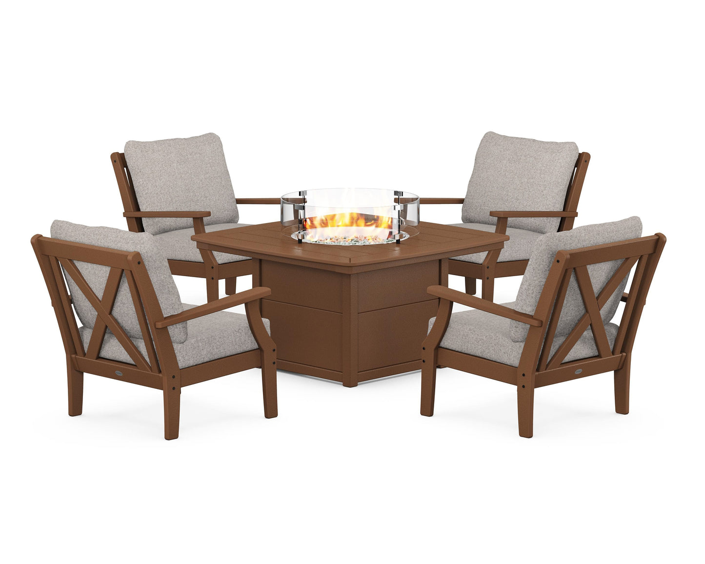 Braxton 5-Piece Deep Seating Conversation Set with Fire Pit Table