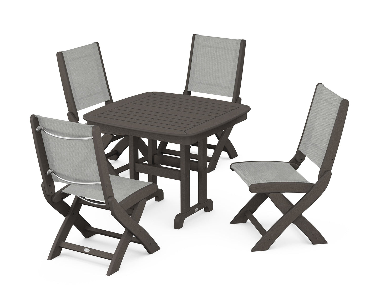 Coastal Folding Side Chair 5-Piece Dining Set