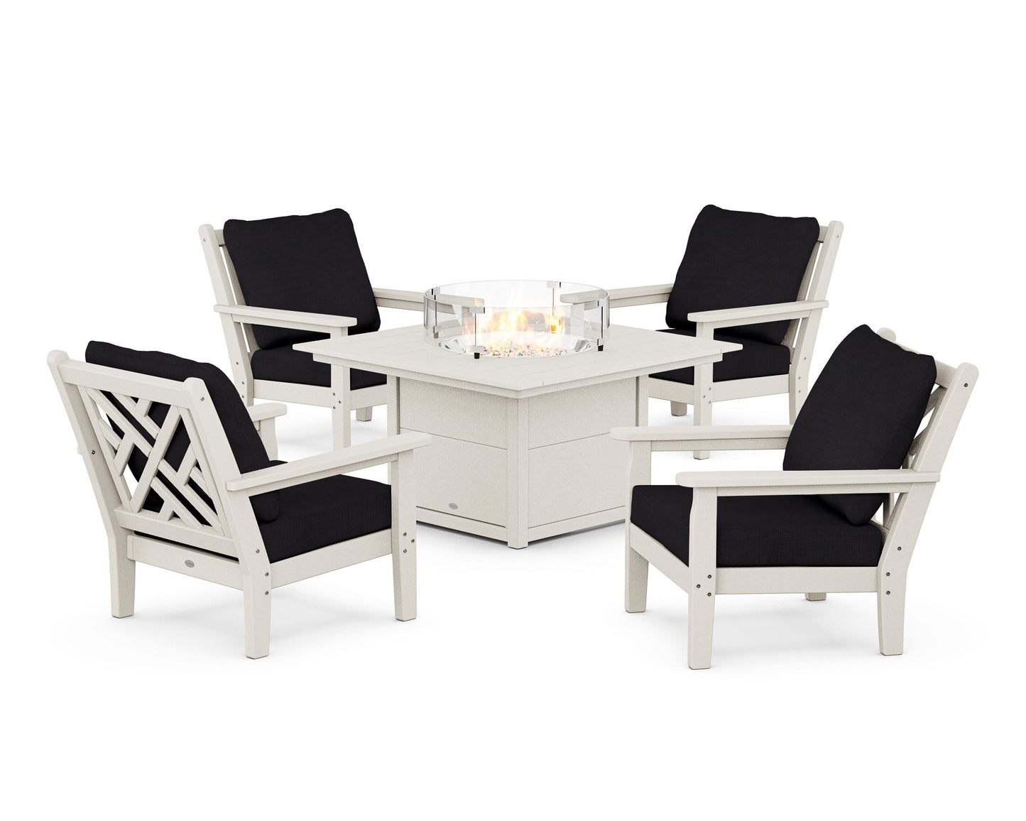 Chippendale 5-Piece Deep Seating Set with Fire Pit Table
