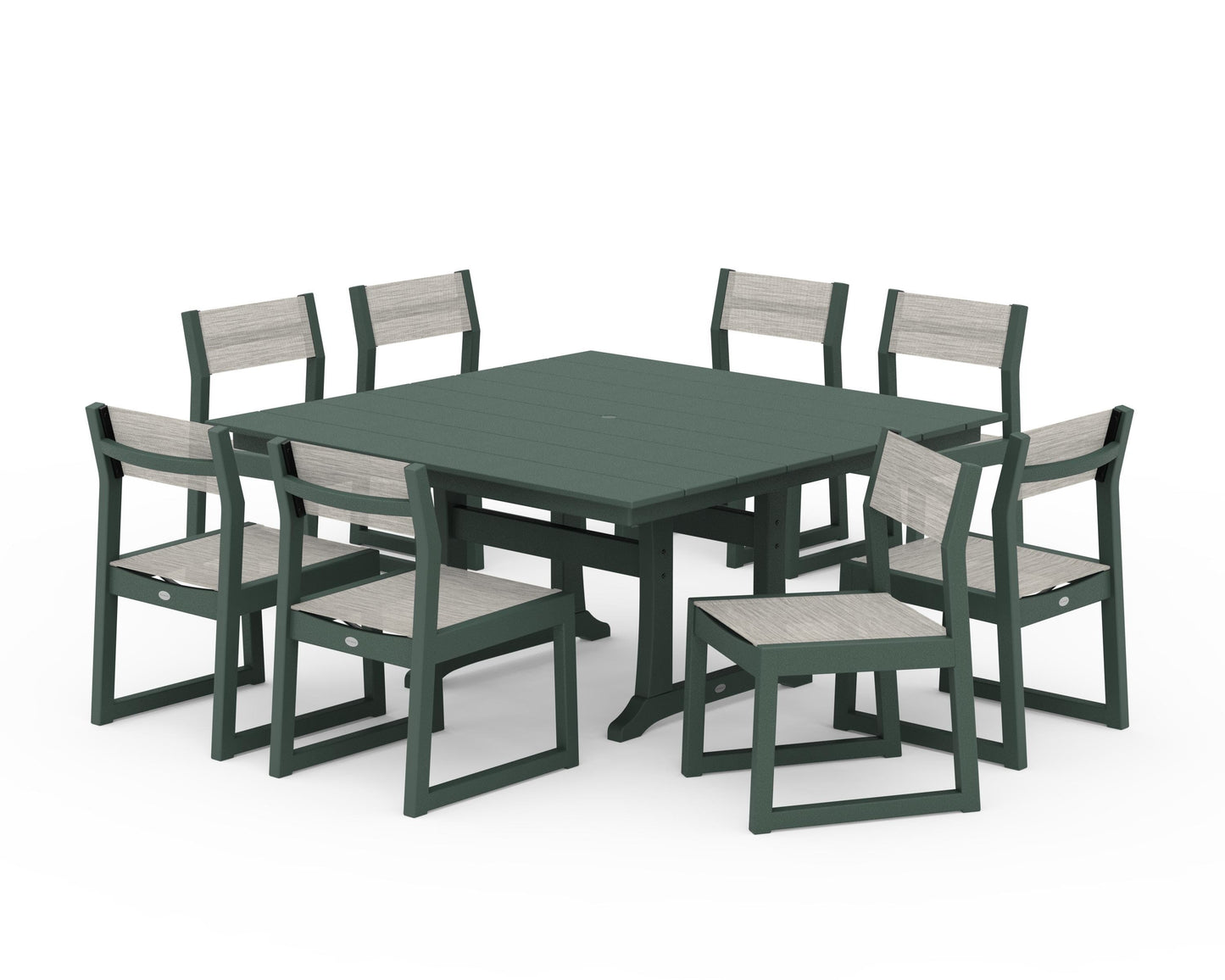 EDGE Sling Side Chair 9-Piece Farmhouse Trestle Dining Set