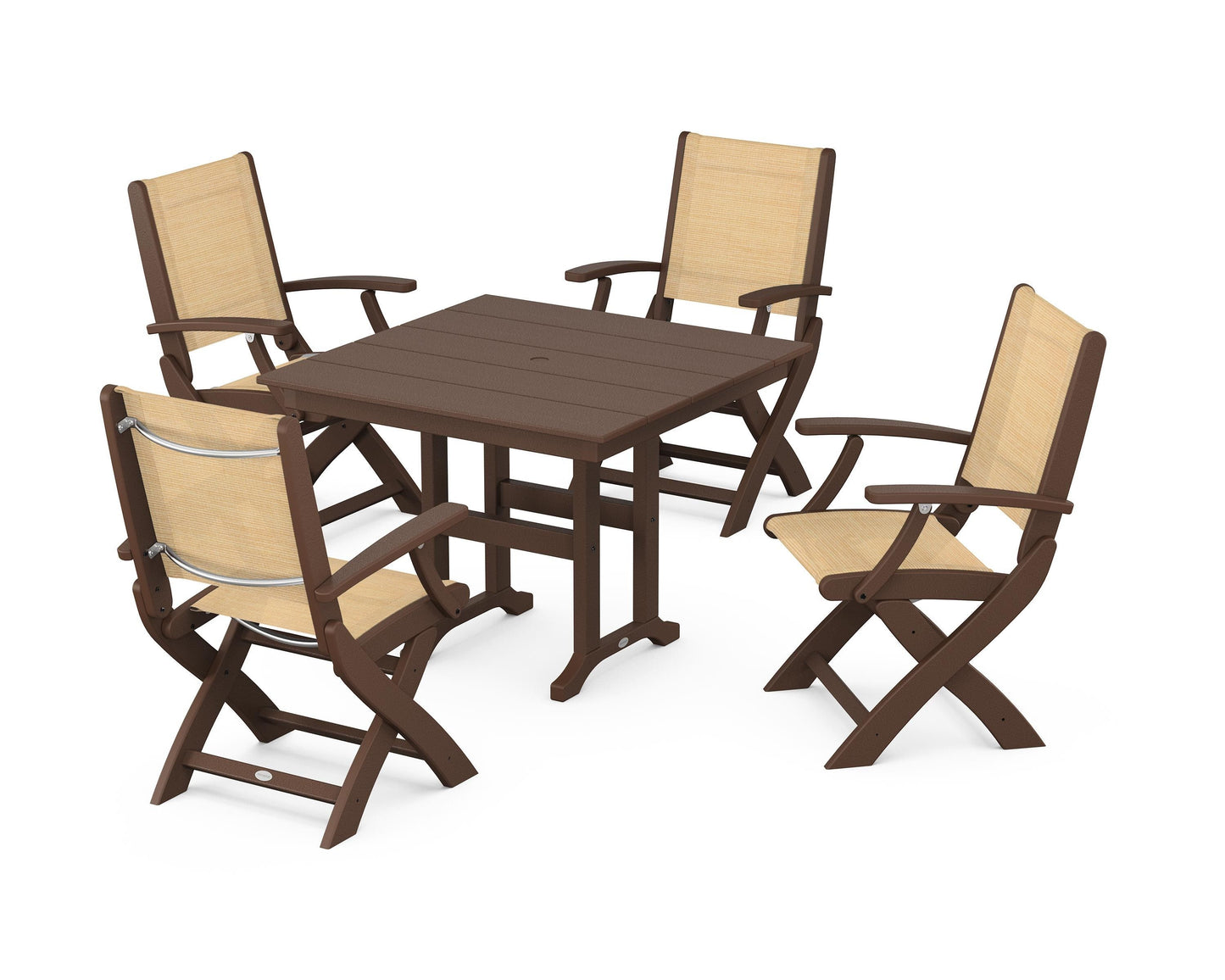 Coastal Folding Chair 5-Piece Farmhouse Dining Set