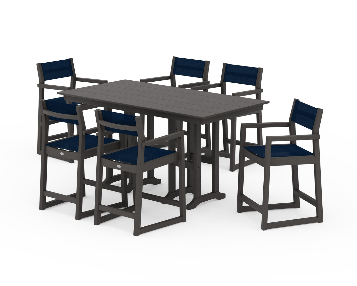 EDGE Sling Arm Chair 7-Piece Farmhouse Counter Set