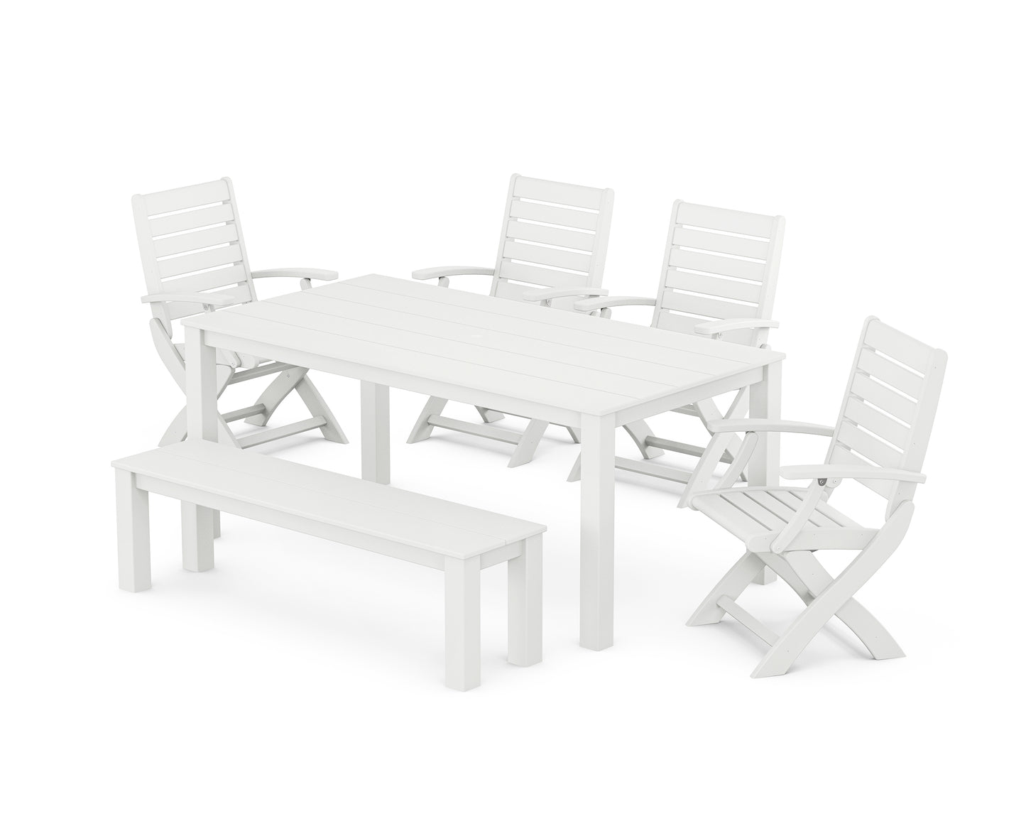 Signature Folding Chair 6-Piece Parsons Dining Set with Bench