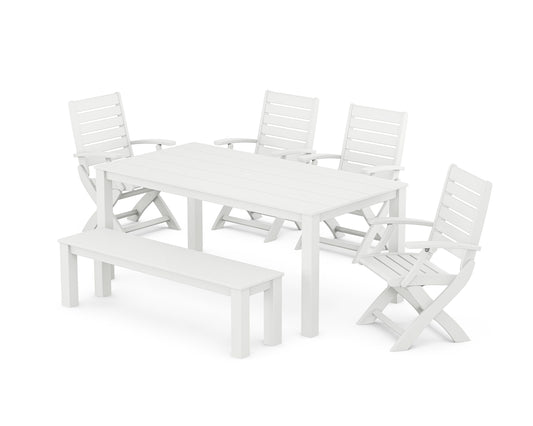 Signature Folding Chair 6-Piece Parsons Dining Set with Bench