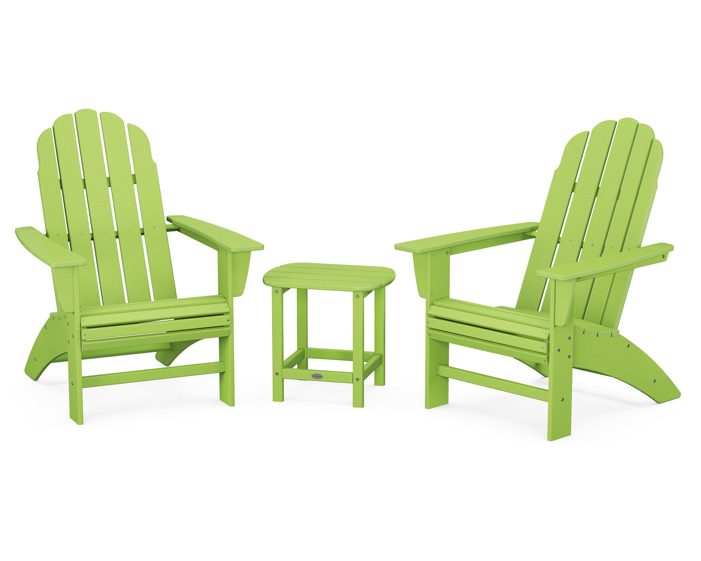 Vineyard 3-Piece Curveback Adirondack Set with South Beach 18" Side Table