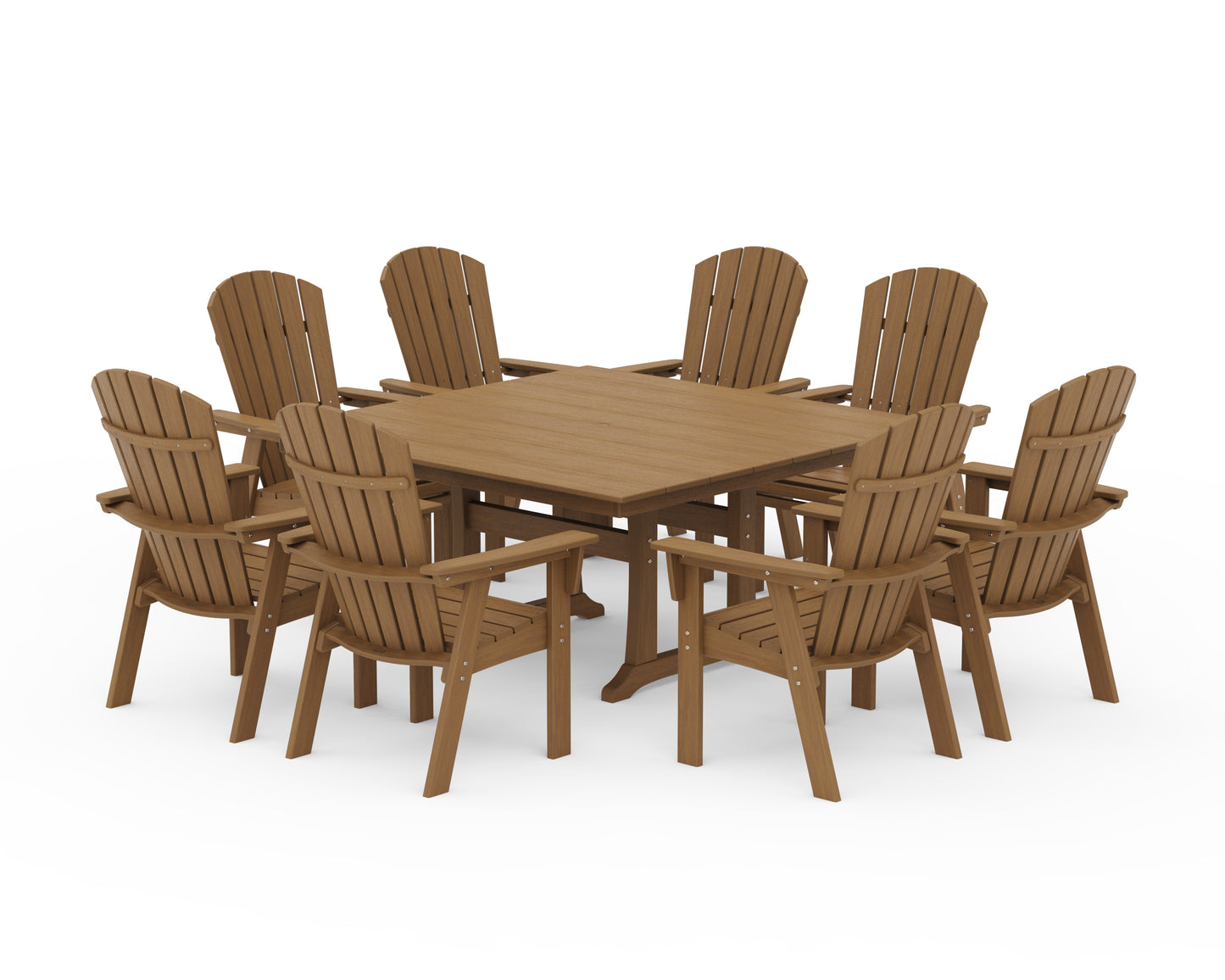 Nautical Curveback Adirondack 9-Piece Square Dining Set with Trestle Legs