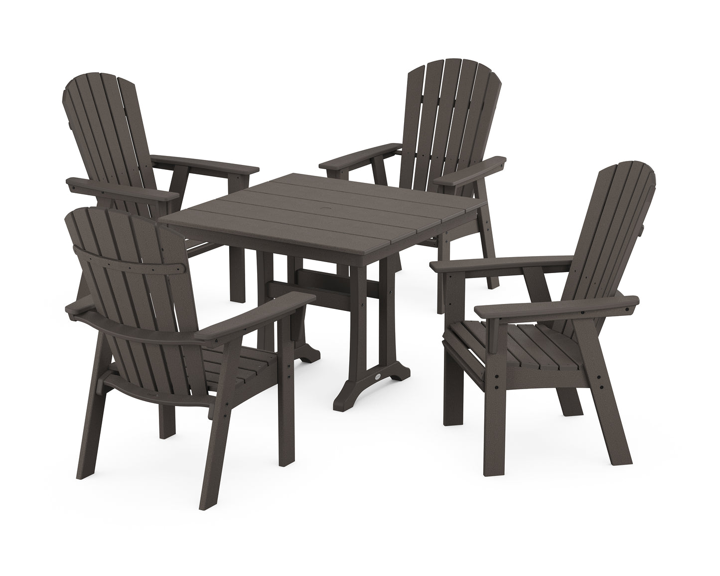 Nautical Adirondack 5-Piece Farmhouse Dining Set With Trestle Legs