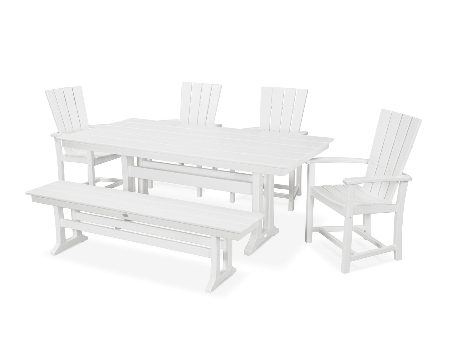 Quattro 6-Piece Farmhouse Dining Set with Trestle Legs and Bench