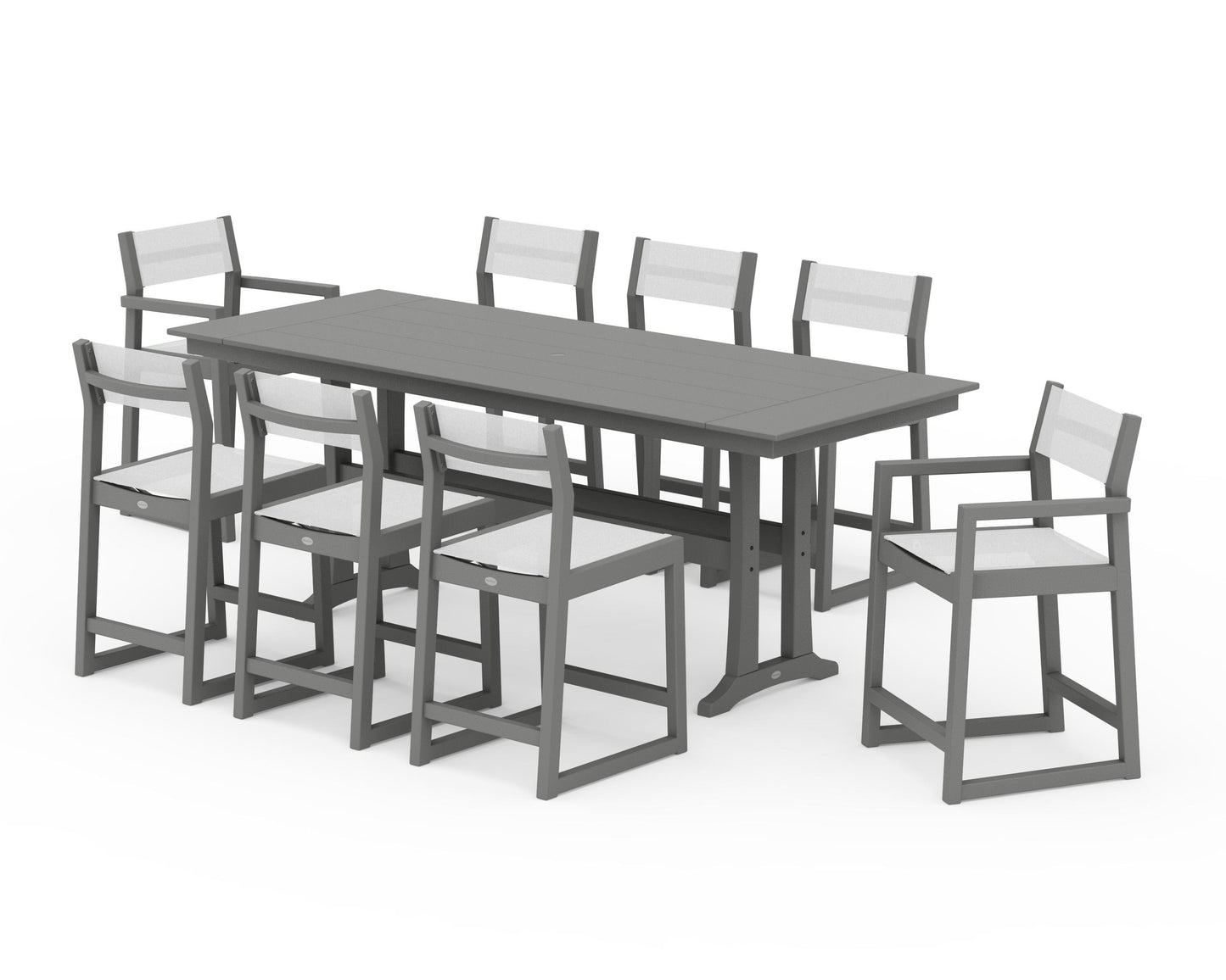 EDGE Sling 9-Piece Farmhouse Counter Set with Trestle Legs