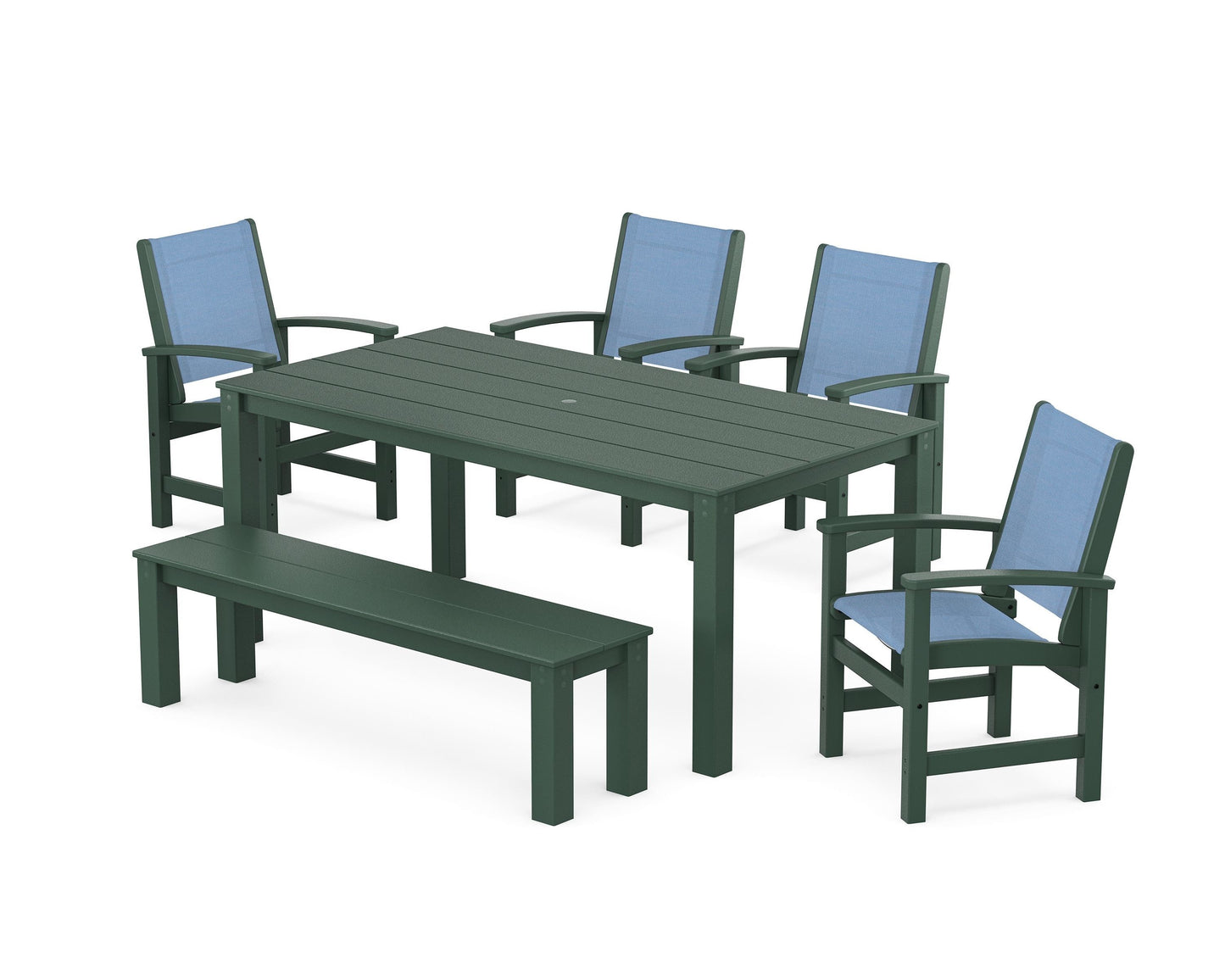 Coastal 6-Piece Parsons Dining Set with Bench