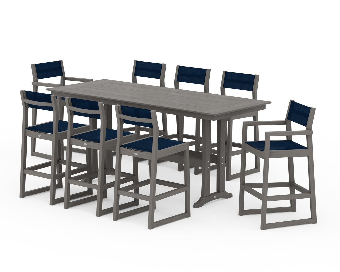 EDGE Sling 9-Piece Farmhouse Bar Set with Trestle Legs