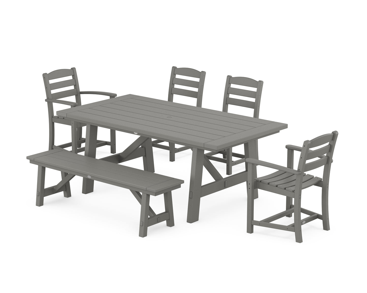 La Casa Café 6-Piece Rustic Farmhouse Dining Set with Bench