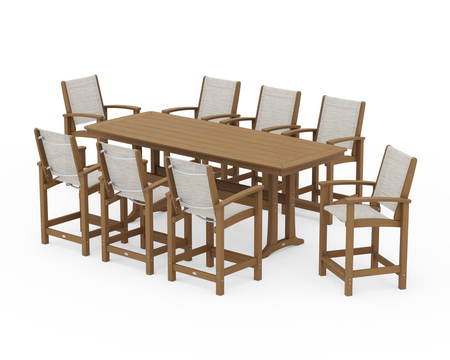 Coastal 9-Piece Counter Set with Trestle Legs
