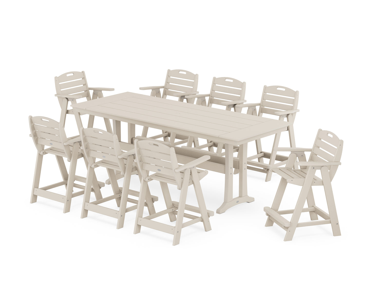 Nautical 9-Piece Farmhouse Counter Set with Trestle Legs