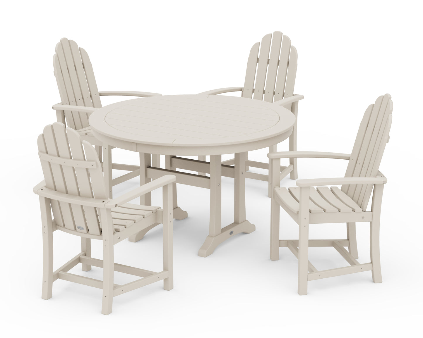 Classic Adirondack 5-Piece Round Dining Set with Trestle Legs