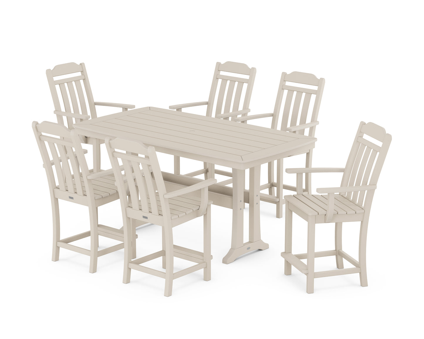 Cottage Arm Chair 7-Piece Counter Set with Trestle Legs