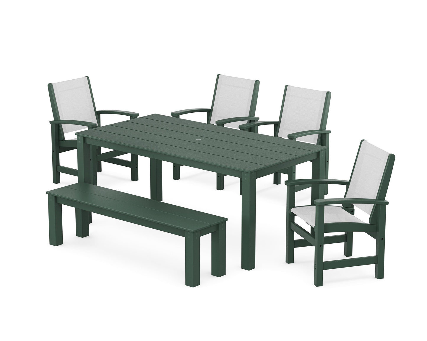 Coastal 6-Piece Parsons Dining Set with Bench