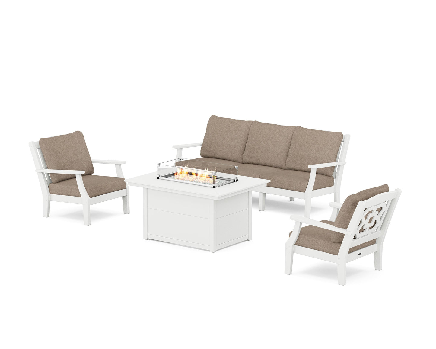 Chinoiserie Deep Seating Fire Pit Table Set
