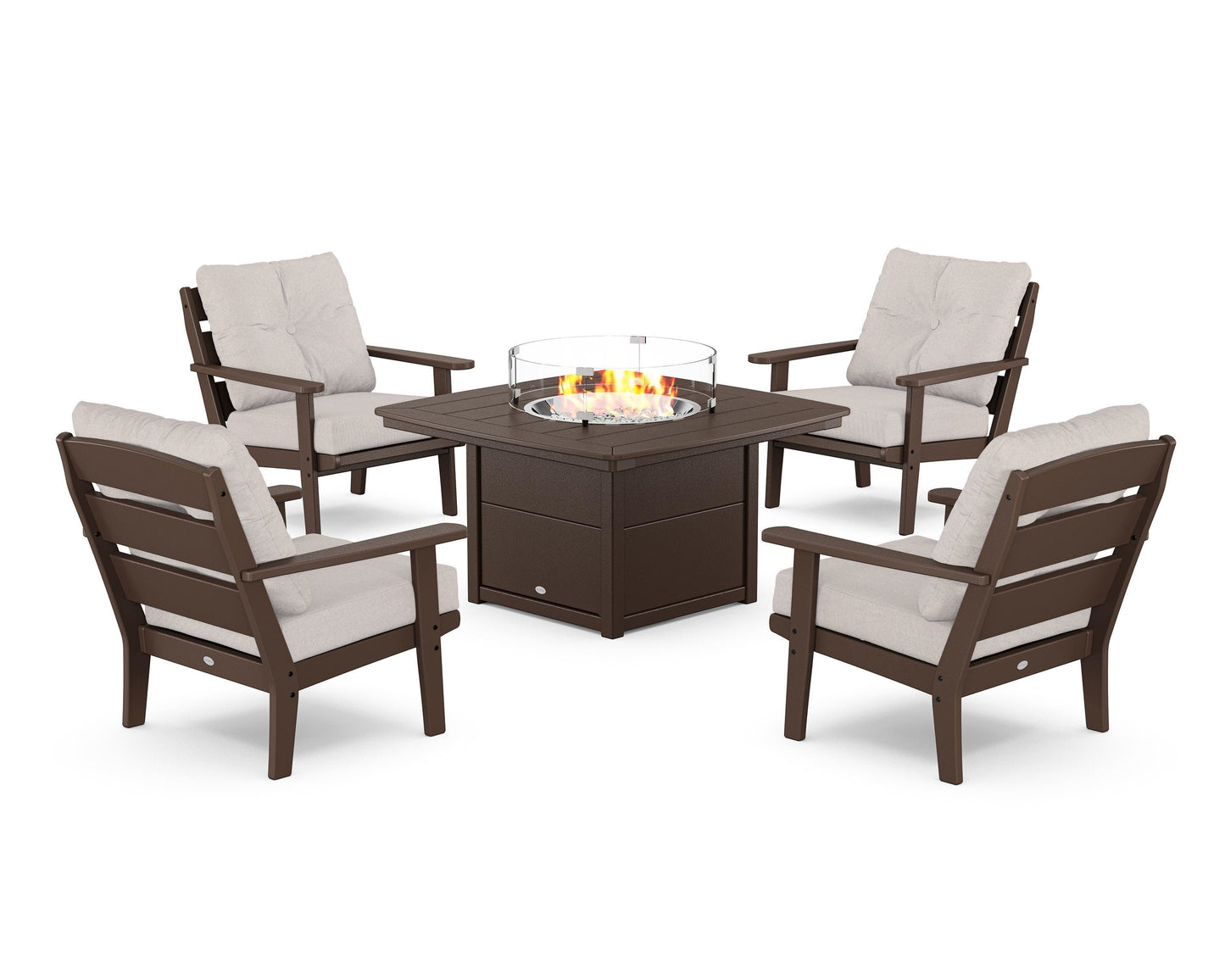 Lakeside 5-Piece Deep Seating Set with Nautical Fire Pit Table