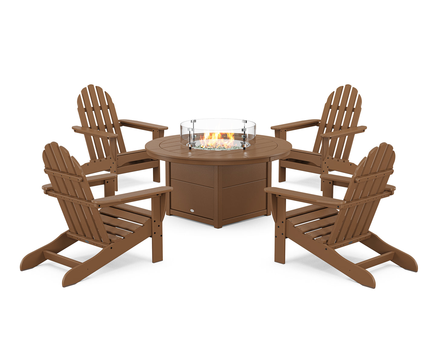 Classic Adirondack 5-Piece Conversation Set with Fire Pit Table